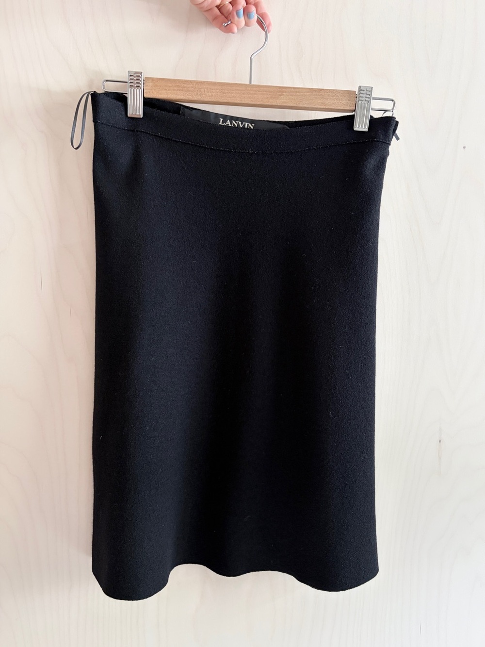 Lanvin Black Wool Felt A-Line Skirt